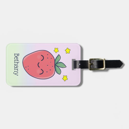 Cute Personalized aardbei Bagagelabel (Voorkant horizontaal)