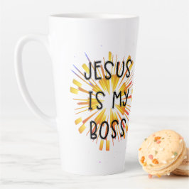 Cute Personalized ĀJESUS IS MY BOSS ĀReligious Latte Mok