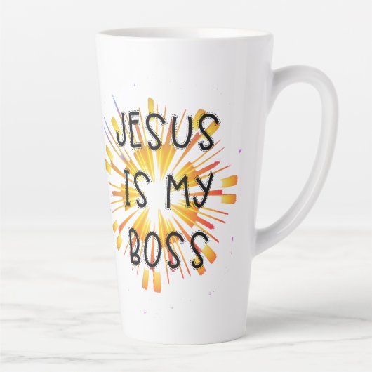 Cute Personalized ĀJESUS IS MY BOSS ĀReligious Latte Mok (Rechts)