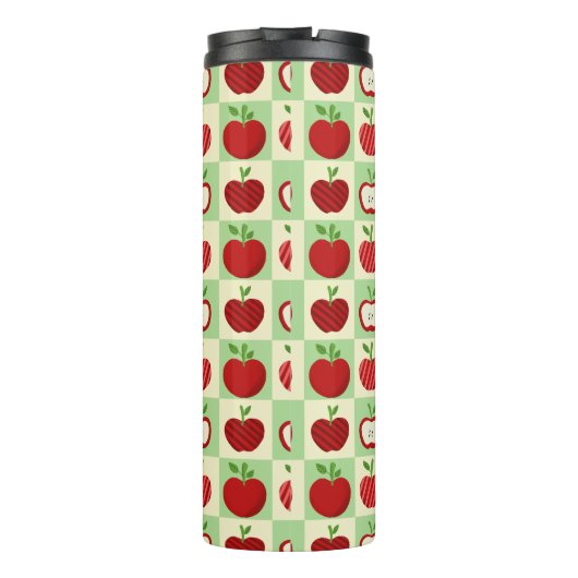 Cute Personalized Apple Pattern Check Thermosbeker (Achterkant)