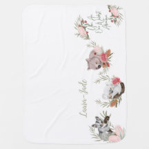 Cute Personalized Australian Native Baby Blanket