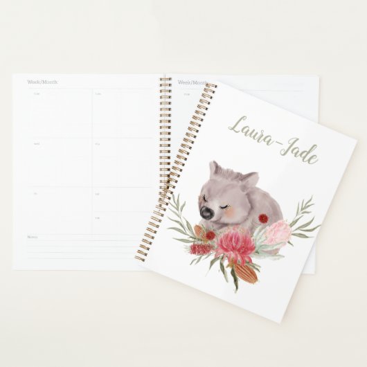 Cute Personalized Australian Native Wombat Planner (Display)