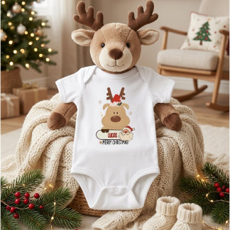 Cute Personalized Baby First Christmas Reindeer Romper