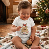 Cute Personalized Baby First Christmas Reindeer Romper