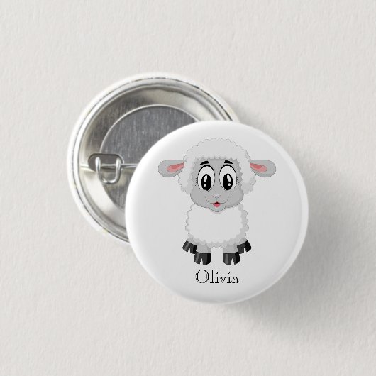 Cute Personalized Baby Lamb Ronde Button 3,2 Cm (Voorkant /achterkant)