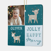 Cute Personalized Baby Photo Reindeer Christmas Keramisch Ornament (Links)