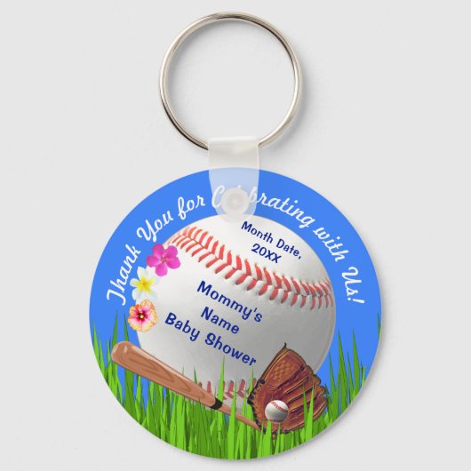 Cute Personalized Baseball Baby shower Favors Sleutelhanger (Voorkant)