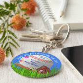Cute Personalized Baseball Baby shower Favors Sleutelhanger (Zijkant)