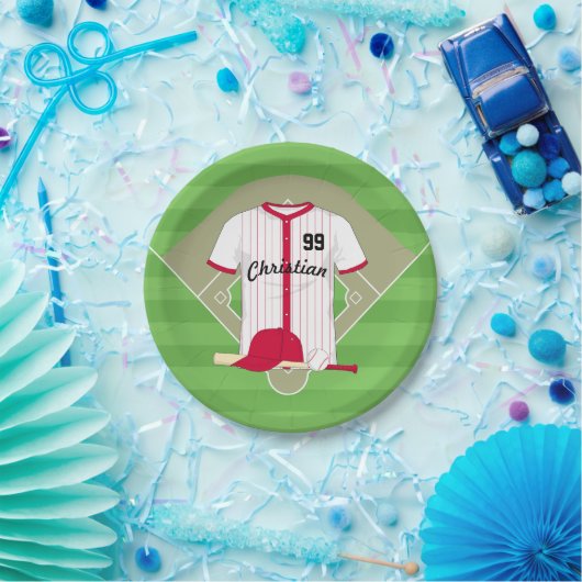 Cute Personalized Baseball Papieren Bordje (Feest)