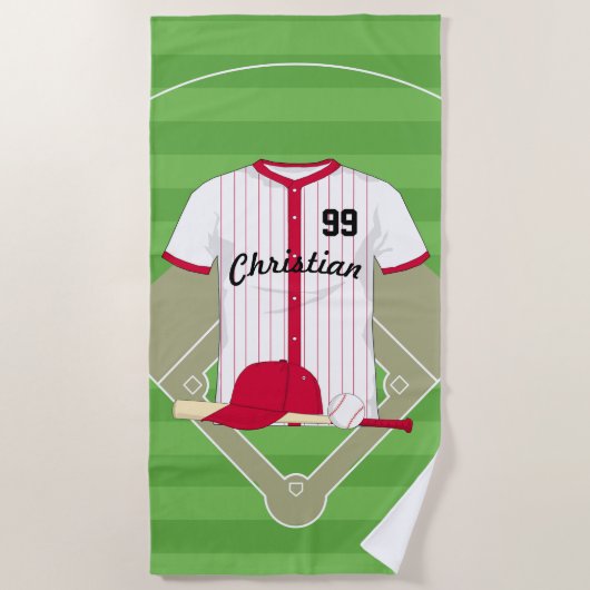 Cute Personalized Baseball Strandlaken (Voorkant)