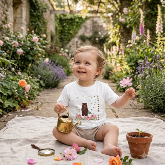 Cute Personalized Bear Gardening Sprinkle Joy Baby
