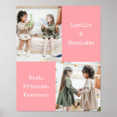 Cute Personalized BFF Two Photo Pink Best Friend Poster (Voorkant)