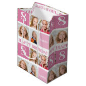 Cute Personalized Birthday Girl Photo Collage Pink Medium Cadeauzakje (Voorkant Gekanteld)
