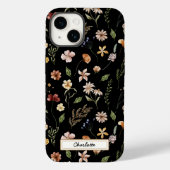 Cute Personalized Black Floral Wildflower Case-Mate iPhone Case (Achterkant)