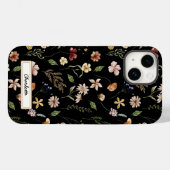 Cute Personalized Black Floral Wildflower Case-Mate iPhone Case (Achterkant (horizontaal))