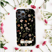 Cute Personalized Black Floral Wildflower Case-Mate iPhone Case