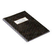 Cute Personalized Black Gold Honeycomb Bee Pattern Notitieboek (Rechterzijde)