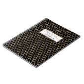 Cute Personalized Black Gold Honeycomb Bee Pattern Notitieboek (Linkerzijde)