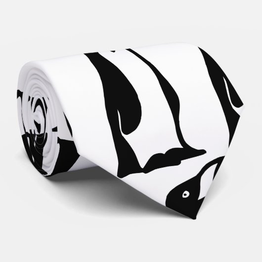 Cute Personalized Black White Penguin Stropdas (Opgerold)