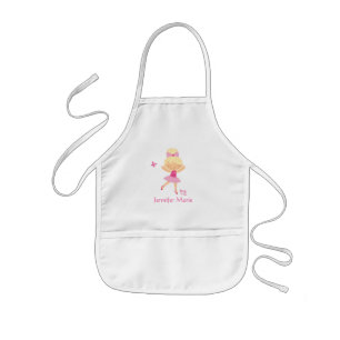 Cute personalized blonde hair ballerina apron kinder schort