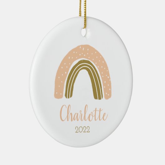 Cute Personalized Boho Rainbow Kerstmis Keramisch Ornament (Rechts)