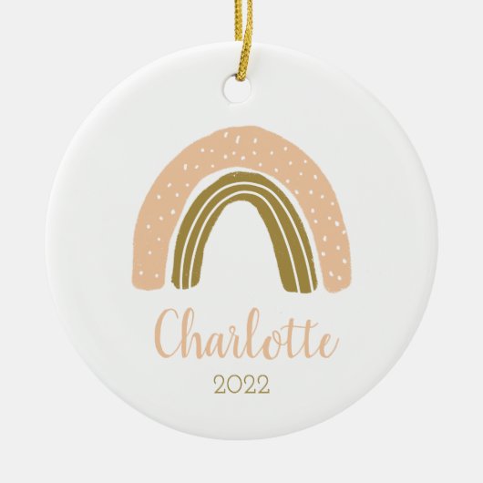 Cute Personalized Boho Rainbow Kerstmis Keramisch Ornament (Voorkant)
