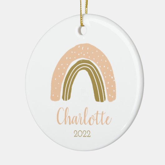 Cute Personalized Boho Rainbow Kerstmis Keramisch Ornament (Links)