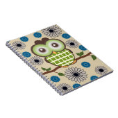 Cute Personalized Brown and Green Owl Notitieboek (Rechterzijde)