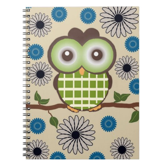 Cute Personalized Brown and Green Owl Notitieboek (Voorkant)