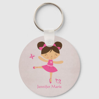 Cute personalized brown hair ballerina sleutelhang sleutelhanger