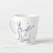 Cute Personalized Bunny Rabbit Green Waterverf Latte Mok (Linkerhoek)