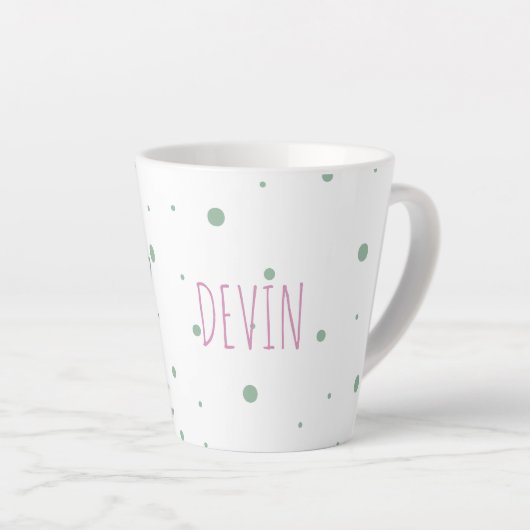 Cute Personalized Bunny Rabbit Green Waterverf Latte Mok (Rechterhoek)