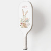 Cute Personalized Bunny Rabbit in Basket Pickleball Paddle (Links)