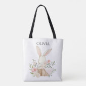 Cute Personalized Bunny Rabbit in Basket Tote Bag (Achterkant)
