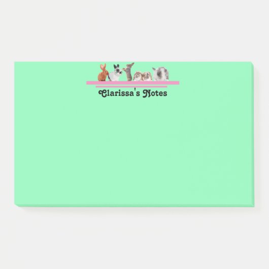 Cute Personalized Bunny Stationery Sticky Post-it Post-it® Notes (Voorkant)