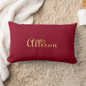 Cute Personalized Burgundy Sweet Gold Heart Pillow Kussen (Deken)