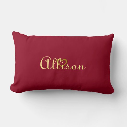 Cute Personalized Burgundy Sweet Gold Heart Pillow Kussen (Voorkant)