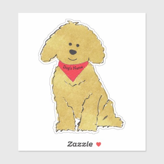 Cute Personalized Cartoon Goldendole Puppy Sticker (Vel)