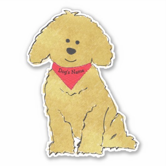 Cute Personalized Cartoon Goldendole Puppy Sticker (Voorkant)