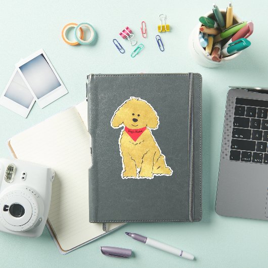 Cute Personalized Cartoon Goldendole Puppy Sticker (iPad Cover)