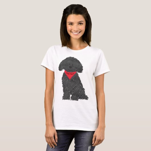 Cute Personalized Cartoon Labradoodle Puppy T-shirt (Voorkant volledig)