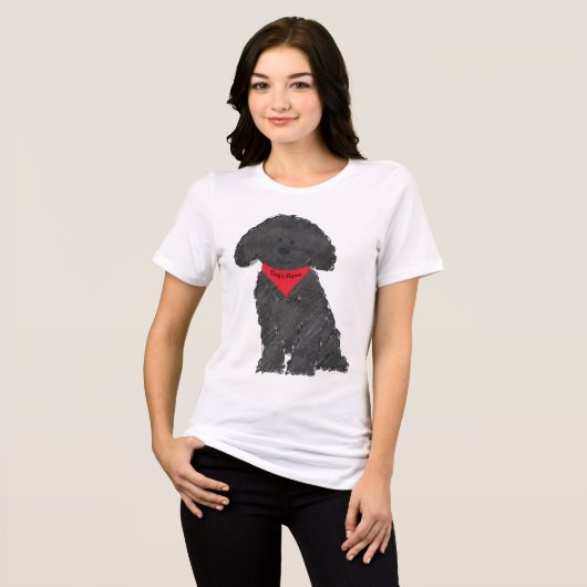 Cute Personalized Cartoon Labradoodle Puppy Tri-Blend Shirt (Voorkant volledig)