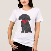Cute Personalized Cartoon Labradoodle Puppy Tri-Blend Shirt (Voorkant)