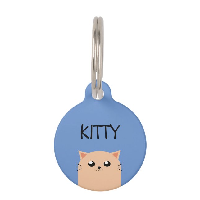 Cute Personalized Cat Huisdierpenning (Voorkant)