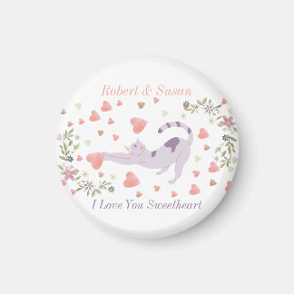 Cute Personalized Cat Love Valentine Magneet