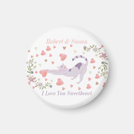 Cute Personalized Cat Love Valentine Magneet (Voorkant)