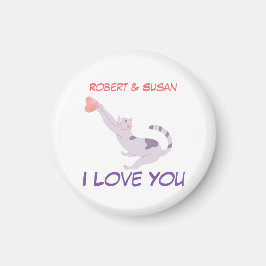 Cute Personalized Cat Valentine I Love You Magneet