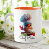 Cute Personalized Chef Bird Tweekleurige Koffiemok