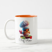 Cute Personalized Chef Bird Tweekleurige Koffiemok (Links)