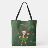Cute Personalized Christmas Elf Girl Ballet Tote Bag (Achterkant)